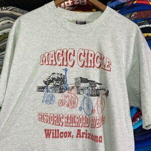 90s Vintage Wilcox Arizona magic circle bike race shirt L